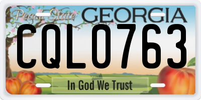 GA license plate CQL0763