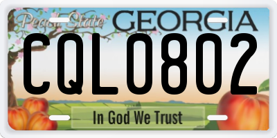 GA license plate CQL0802