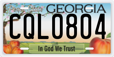 GA license plate CQL0804