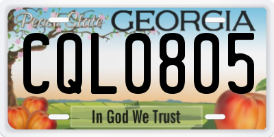 GA license plate CQL0805