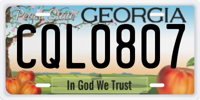 GA license plate CQL0807