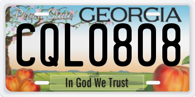 GA license plate CQL0808