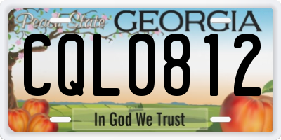 GA license plate CQL0812
