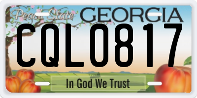 GA license plate CQL0817