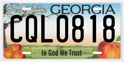 GA license plate CQL0818