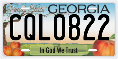 GA license plate CQL0822