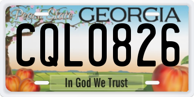 GA license plate CQL0826