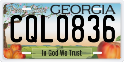 GA license plate CQL0836