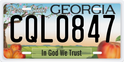 GA license plate CQL0847