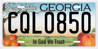GA license plate CQL0850
