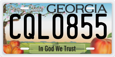 GA license plate CQL0855