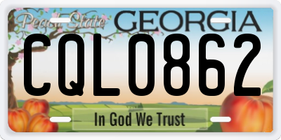 GA license plate CQL0862