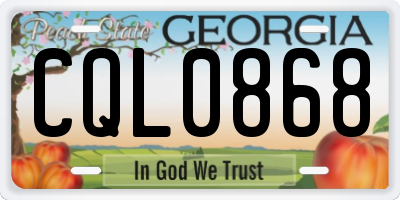 GA license plate CQL0868