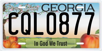 GA license plate CQL0877