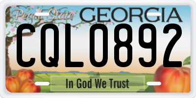 GA license plate CQL0892