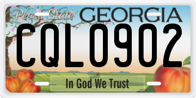 GA license plate CQL0902