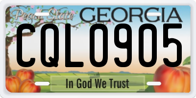 GA license plate CQL0905
