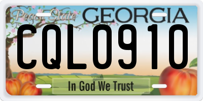 GA license plate CQL0910