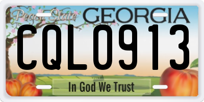 GA license plate CQL0913