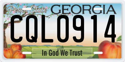 GA license plate CQL0914