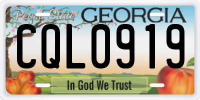 GA license plate CQL0919