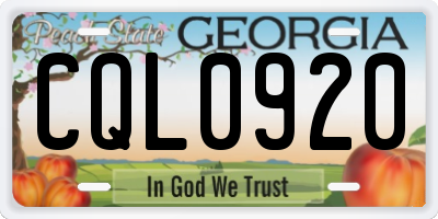 GA license plate CQL0920