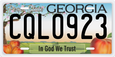GA license plate CQL0923
