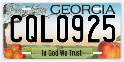 GA license plate CQL0925