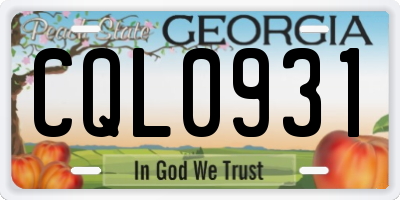 GA license plate CQL0931