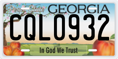 GA license plate CQL0932