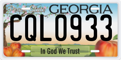 GA license plate CQL0933
