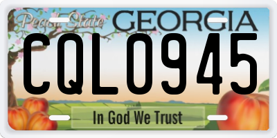 GA license plate CQL0945