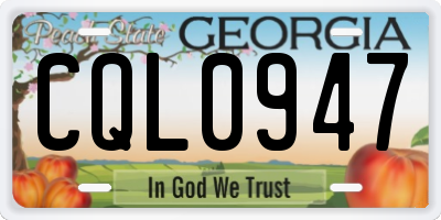 GA license plate CQL0947