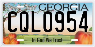 GA license plate CQL0954