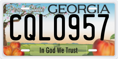 GA license plate CQL0957