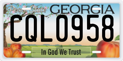 GA license plate CQL0958