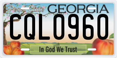 GA license plate CQL0960