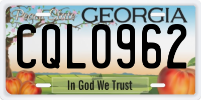 GA license plate CQL0962