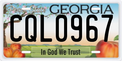 GA license plate CQL0967