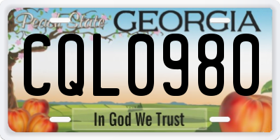 GA license plate CQL0980