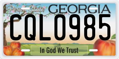 GA license plate CQL0985