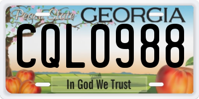 GA license plate CQL0988