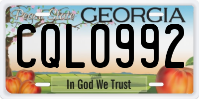 GA license plate CQL0992