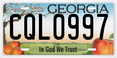 GA license plate CQL0997