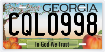 GA license plate CQL0998