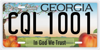 GA license plate CQL1001