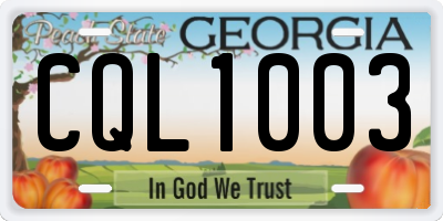 GA license plate CQL1003