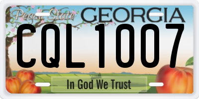 GA license plate CQL1007