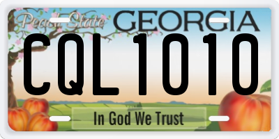 GA license plate CQL1010