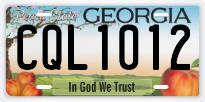 GA license plate CQL1012